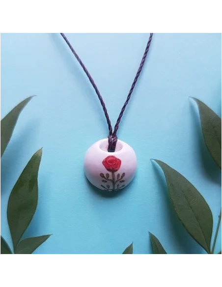 Colar Difusor Rosa Vermelha (prata) | SerEssencial - Aromaterapia