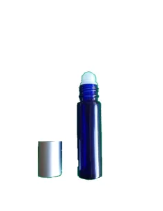   Frasco em vidro azul com tampa roll-on. Para ter sempre à mão o teu óleo essencial ou a tua sinergia preferida.  