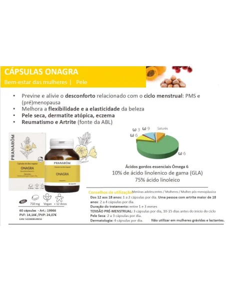 Óleo de Onagra em Cápsulas Pranarom | Ser Essencial Aromaterapia