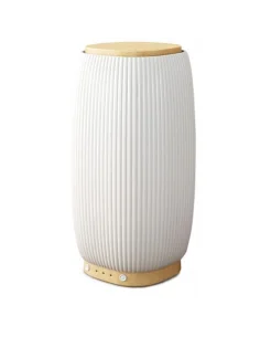   Difusor ultrassónico de  óleos essenciai s em cerâmica e bambu com estilo escandinavo. Design exclusivo Pranarôm.  